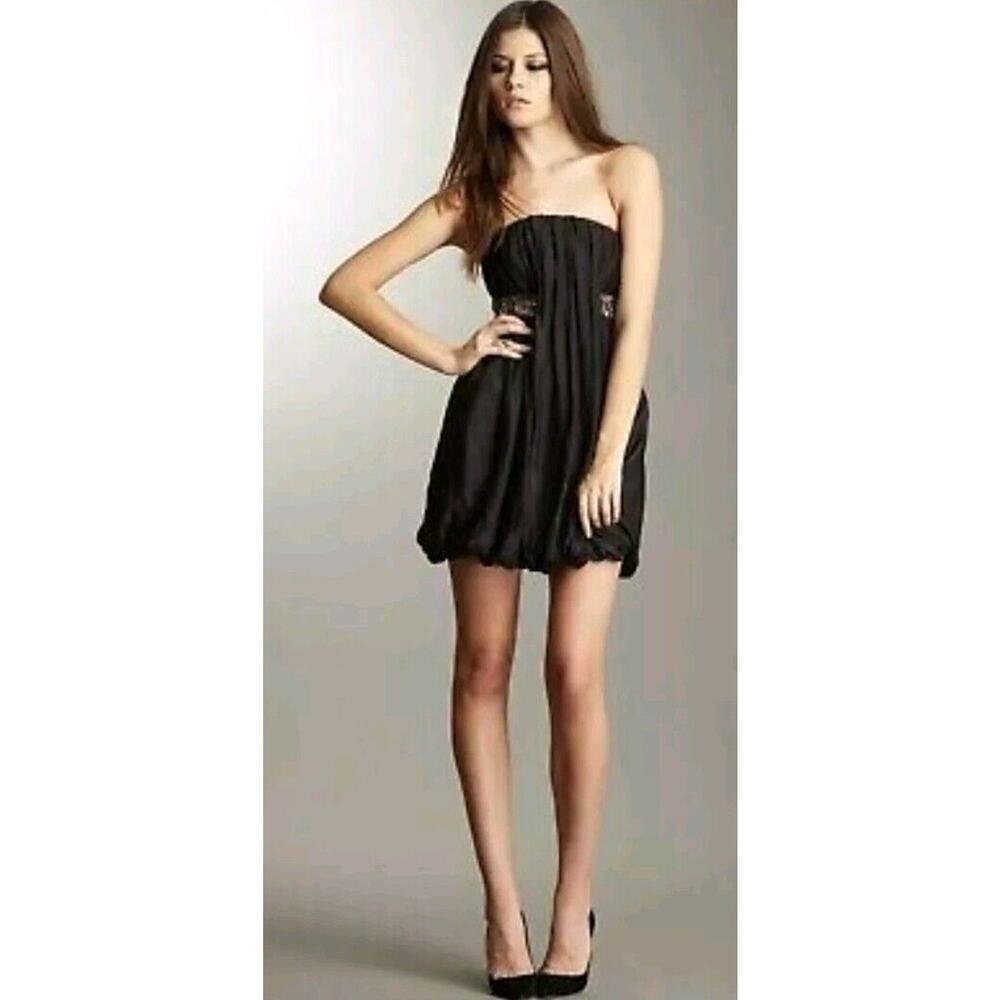 All Saints Women Taka Cocktail Strapless Balloon Dress Black 6 Built In Belt Bra